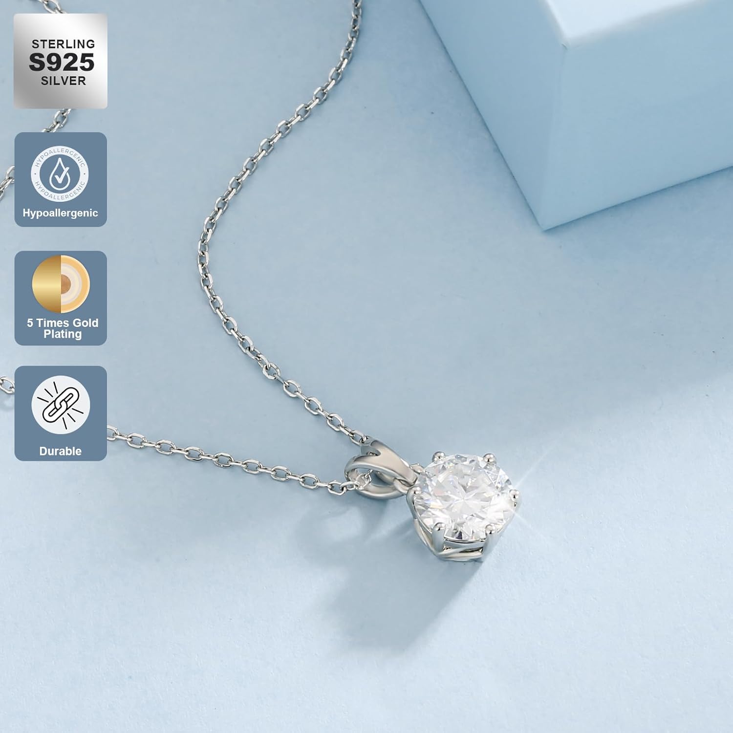 The Solaris Solitaire Pendant | 2.0 - 4.0 CT Moissanite