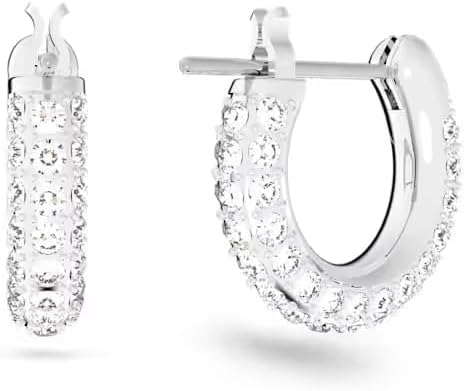Swarovski Dextera Hoop Earrings Collection, White Crystals in a Rhodium or Rose Gold-Tone Plated Setting