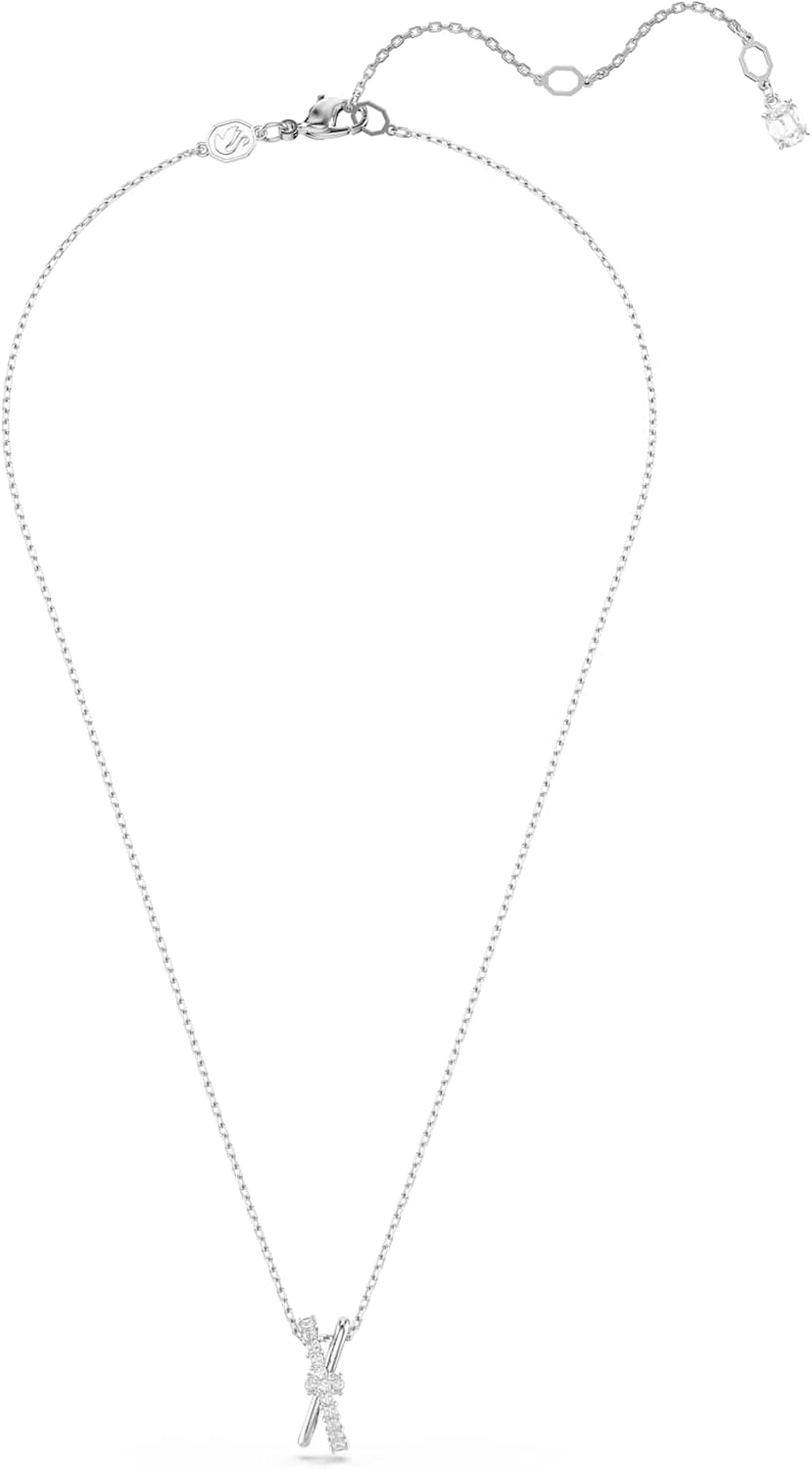 Swarovski Hyperbola Pendant and Necklace Collection, Infinity, Twist and Heart Shapes, White Crystals in a Mixed Metal, Rhodium or Rose Gold-Tone Plated Setting