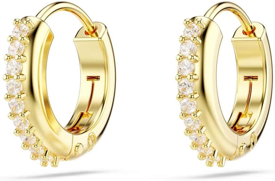 Swarovski Matrix Mini Hoop Earrings Collection, White Crystals in a Rhodium, Rose Gold-Tone or Gold-Tone Plated Setting