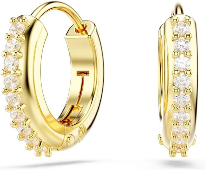 Swarovski Matrix Mini Hoop Earrings Collection, White Crystals in a Rhodium, Rose Gold-Tone or Gold-Tone Plated Setting