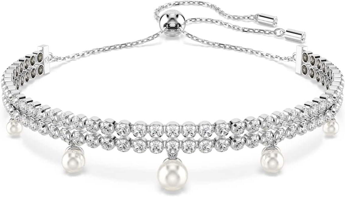 Ariana Grande x Swarovski Earrings, Necklace and Bracelet Collection, White Heart and Round Cut Crystals in a Rhodium Plated Setting