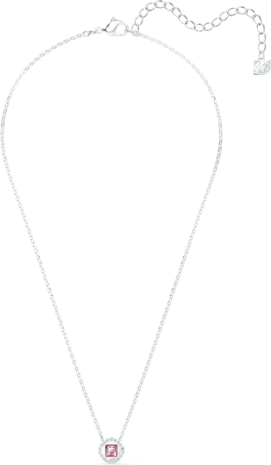 Swarovski Amazon Exclusive Una Angelic Necklace Collection, Square Cut, Blue, Pink or White Crystals in a Rhodium Plated Setting