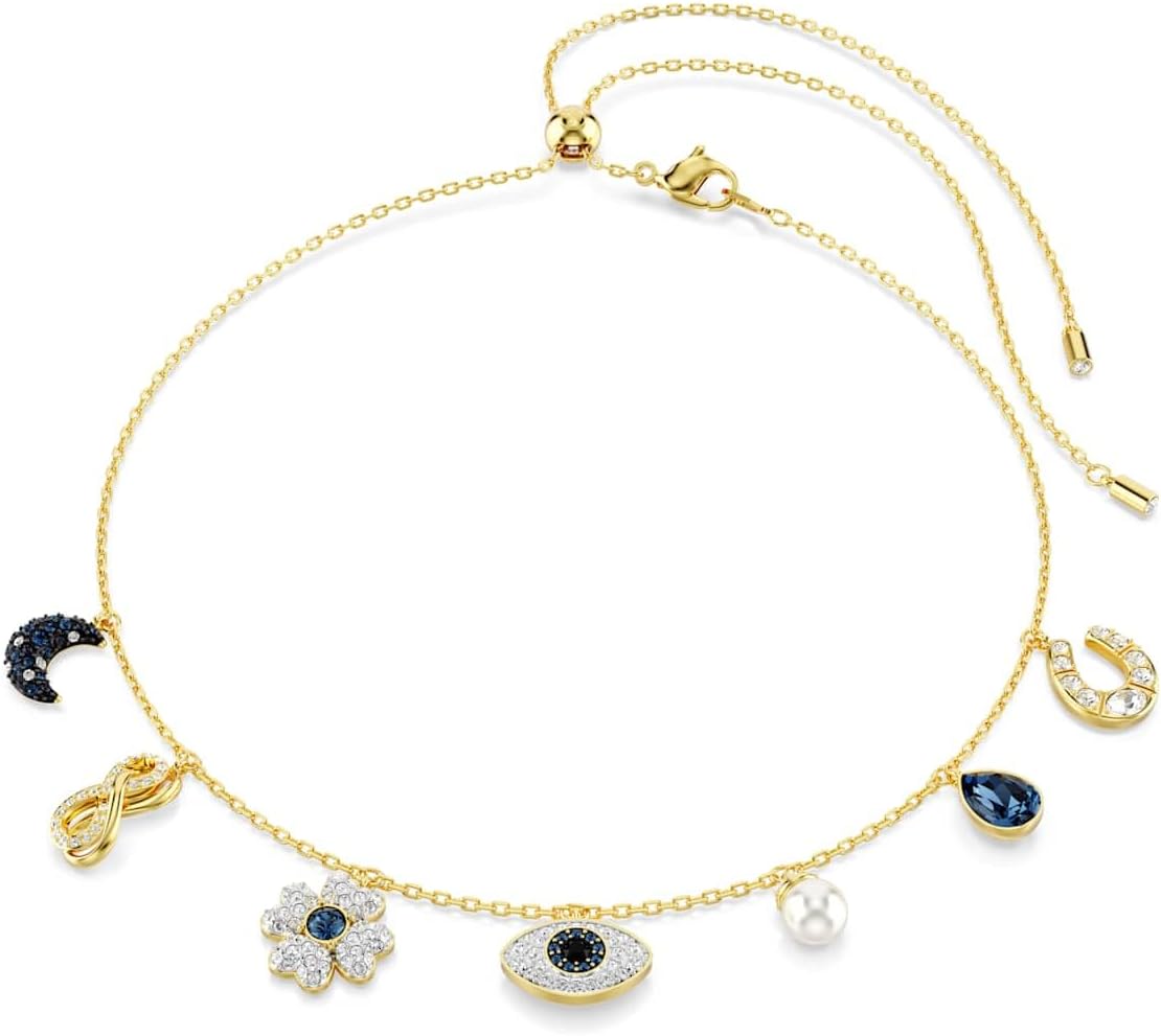 Swarovski Symbolica Pendant and Necklace Collection, Evil Eye, Blue and White Crystals in a Rose Gold-Tone or Gold-Tone Plated Setting
