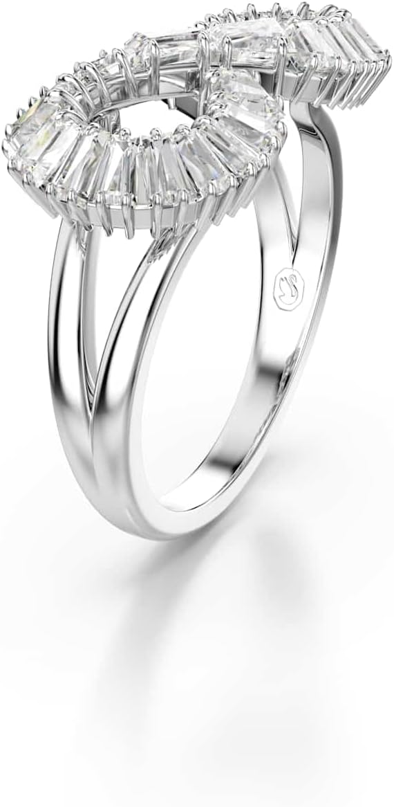 Swarovski Hyperbola Ring Collection, White Crystals in a Rhodium Plated Setting