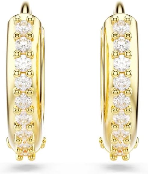 Swarovski Matrix Mini Hoop Earrings Collection, White Crystals in a Rhodium, Rose Gold-Tone or Gold-Tone Plated Setting