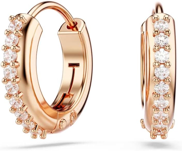 Swarovski Matrix Mini Hoop Earrings Collection, White Crystals in a Rhodium, Rose Gold-Tone or Gold-Tone Plated Setting