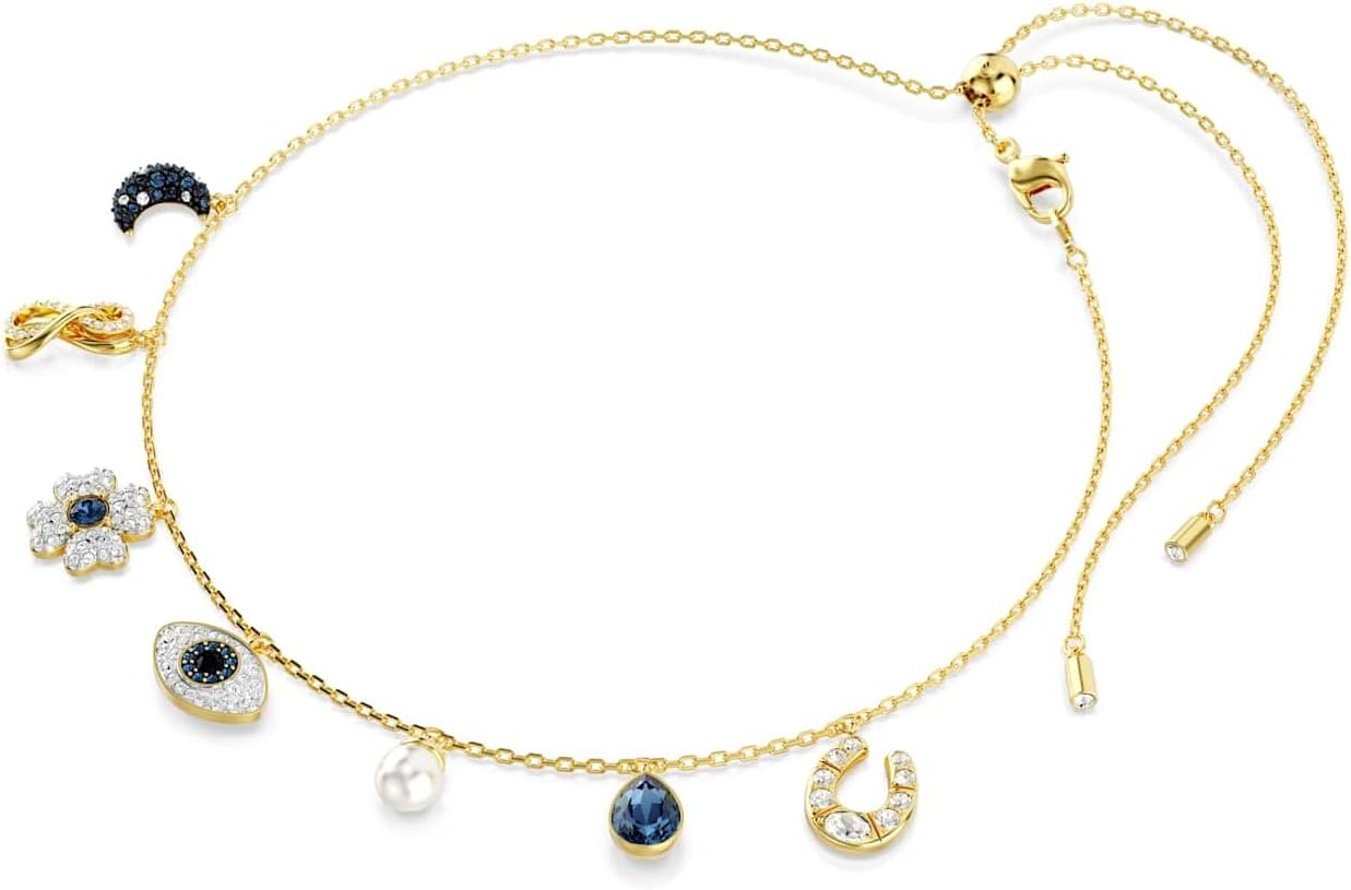 Swarovski Symbolica Pendant and Necklace Collection, Evil Eye, Blue and White Crystals in a Rose Gold-Tone or Gold-Tone Plated Setting