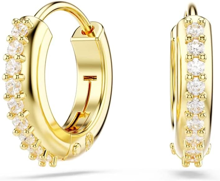 Swarovski Matrix Mini Hoop Earrings Collection, White Crystals in a Rhodium, Rose Gold-Tone or Gold-Tone Plated Setting