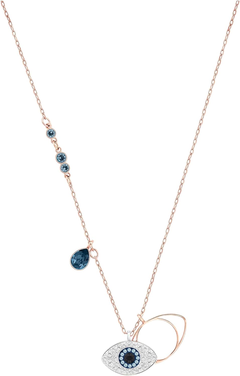 Swarovski Symbolica Pendant and Necklace Collection, Evil Eye, Blue and White Crystals in a Rose Gold-Tone or Gold-Tone Plated Setting