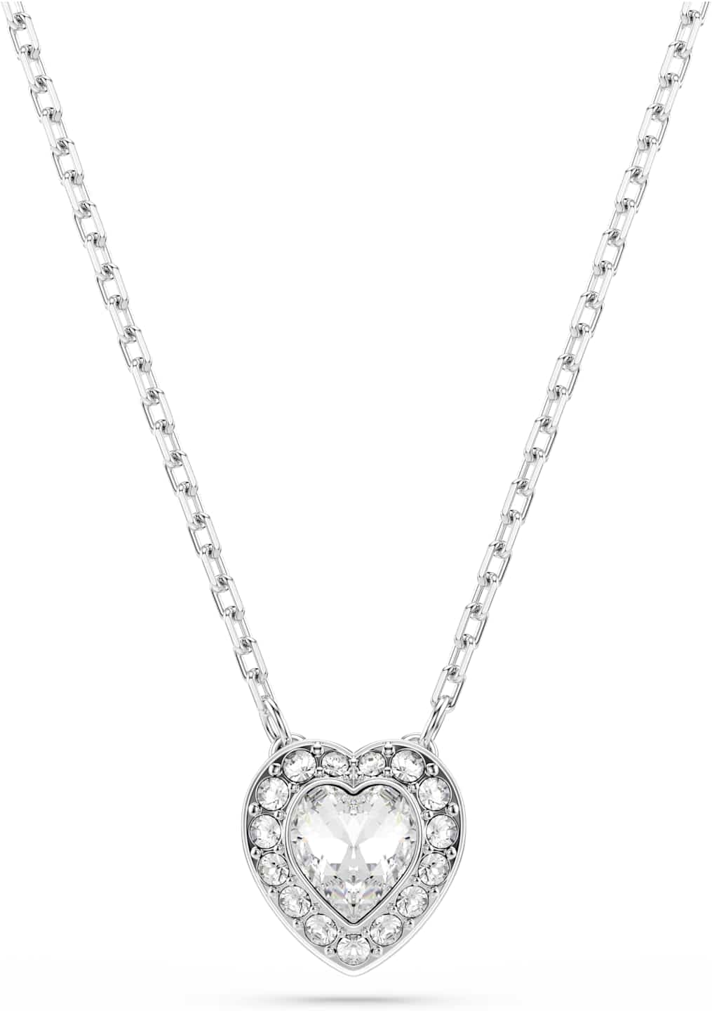 Ariana Grande x Swarovski Earrings, Necklace and Bracelet Collection, White Heart and Round Cut Crystals in a Rhodium Plated Setting