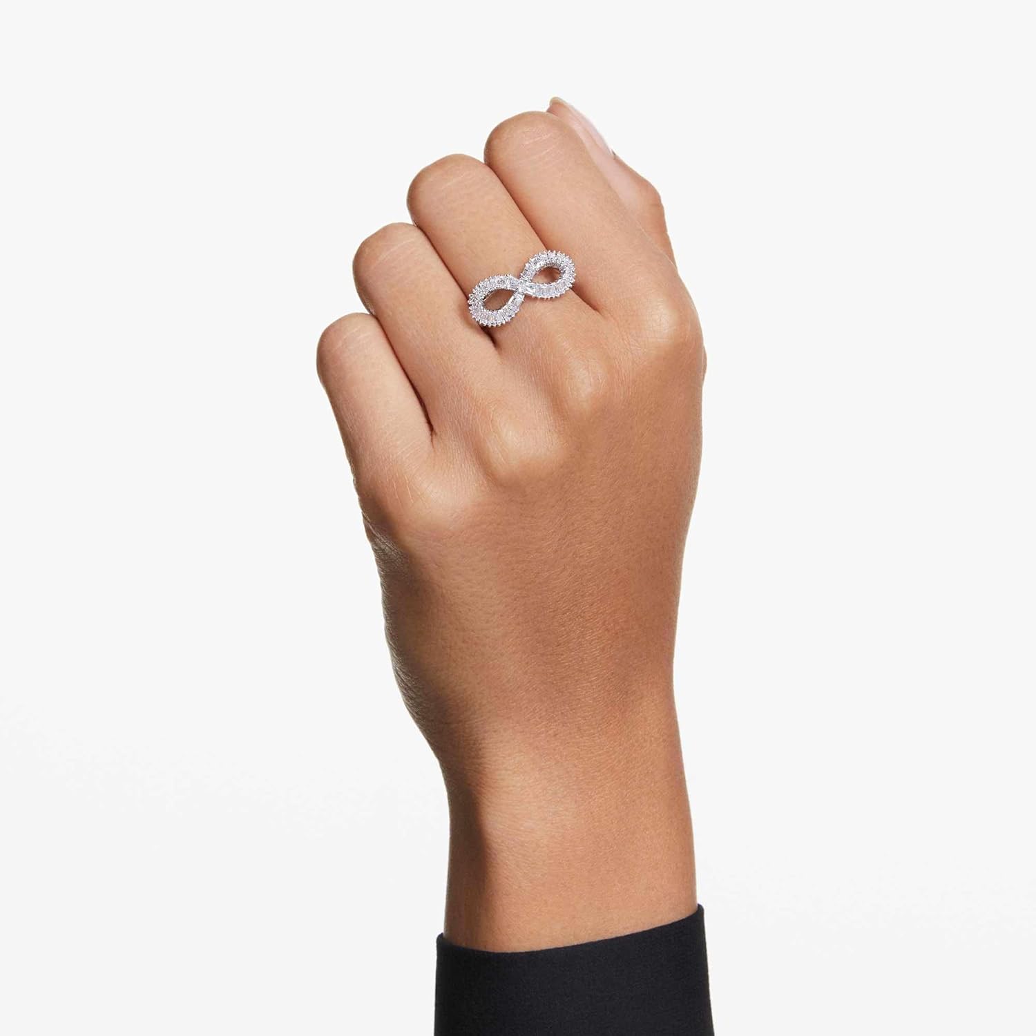 Swarovski Hyperbola Ring Collection, White Crystals in a Rhodium Plated Setting