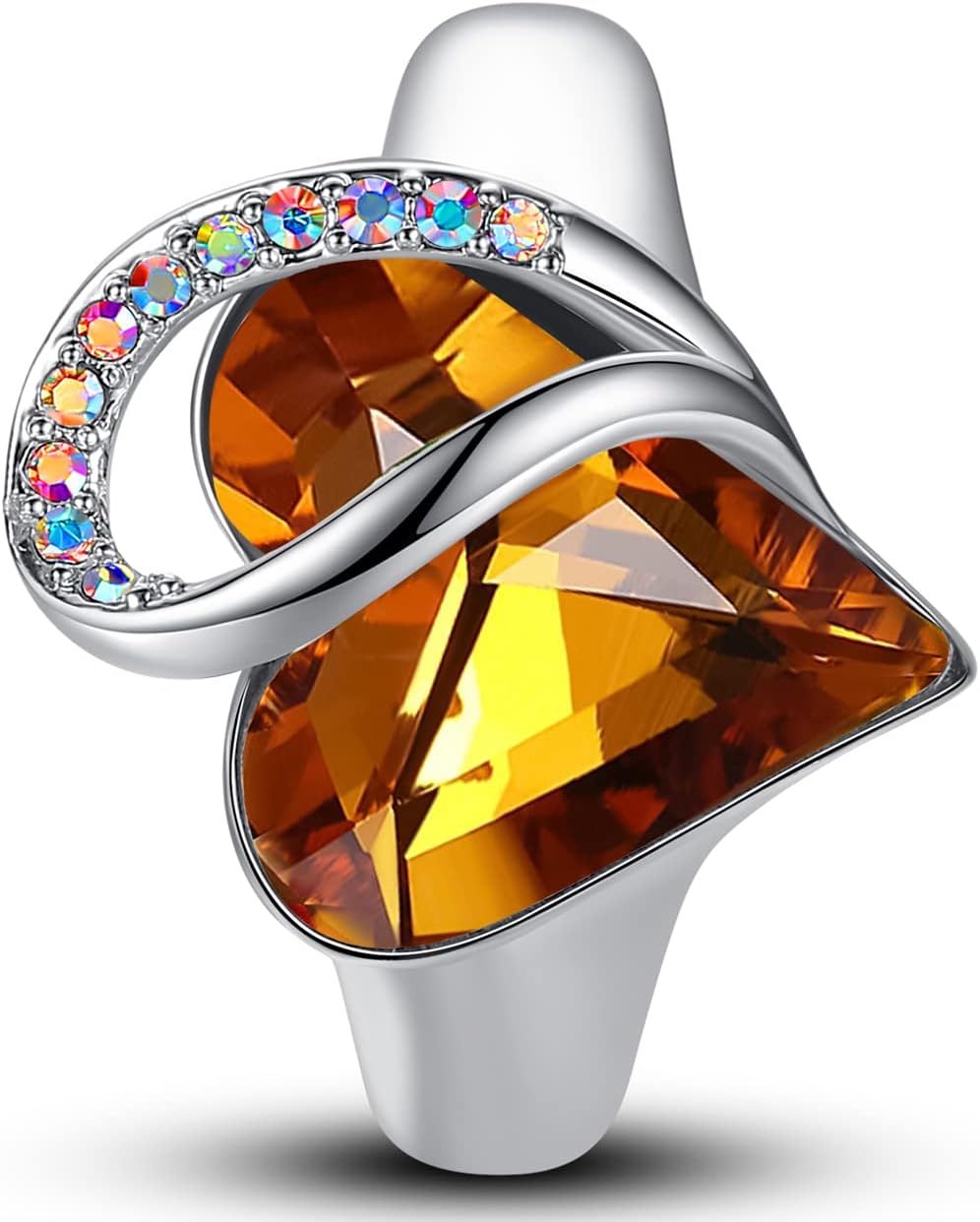 Leafael Infinity Love Women's Adjustable Heart Ring Made with Swarovski Crystals