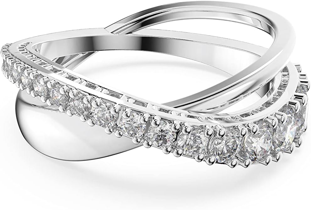 Swarovski Hyperbola Ring Collection, White Crystals in a Rhodium Plated Setting