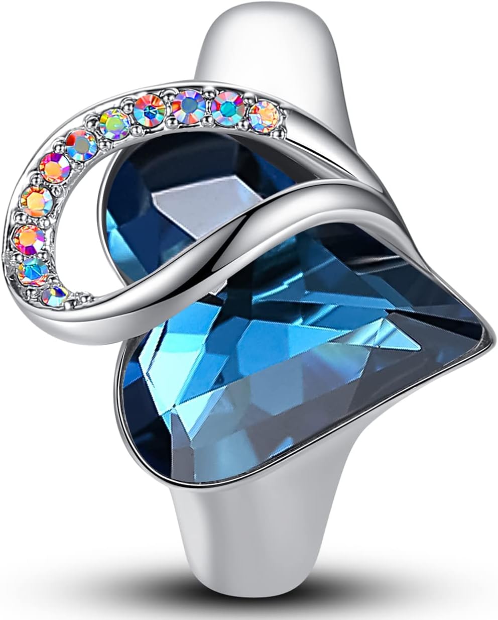 Leafael Infinity Love Women's Adjustable Heart Ring Made with Swarovski Crystals