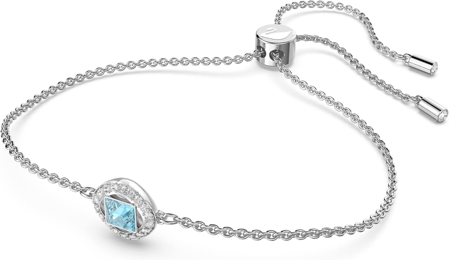 Swarovski Amazon Exclusive Una Angelic Bracelet Collection, Square Cut, Blue, Pink or White Crystals in a Rhodium Plated Setting