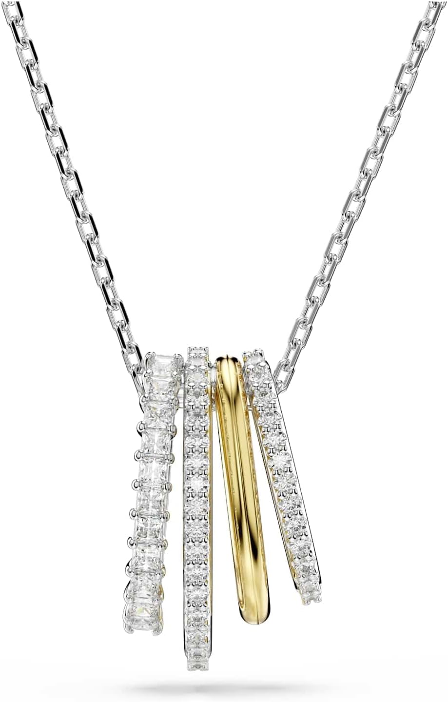 Swarovski Hyperbola Pendant and Necklace Collection, Infinity, Twist and Heart Shapes, White Crystals in a Mixed Metal, Rhodium or Rose Gold-Tone Plated Setting