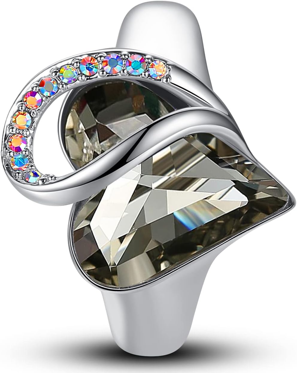 Leafael Infinity Love Women's Adjustable Heart Ring Made with Swarovski Crystals