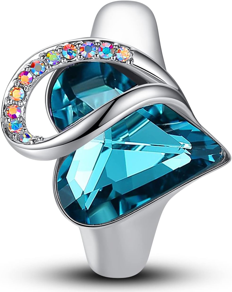 Leafael Infinity Love Women's Adjustable Heart Ring Made with Swarovski Crystals