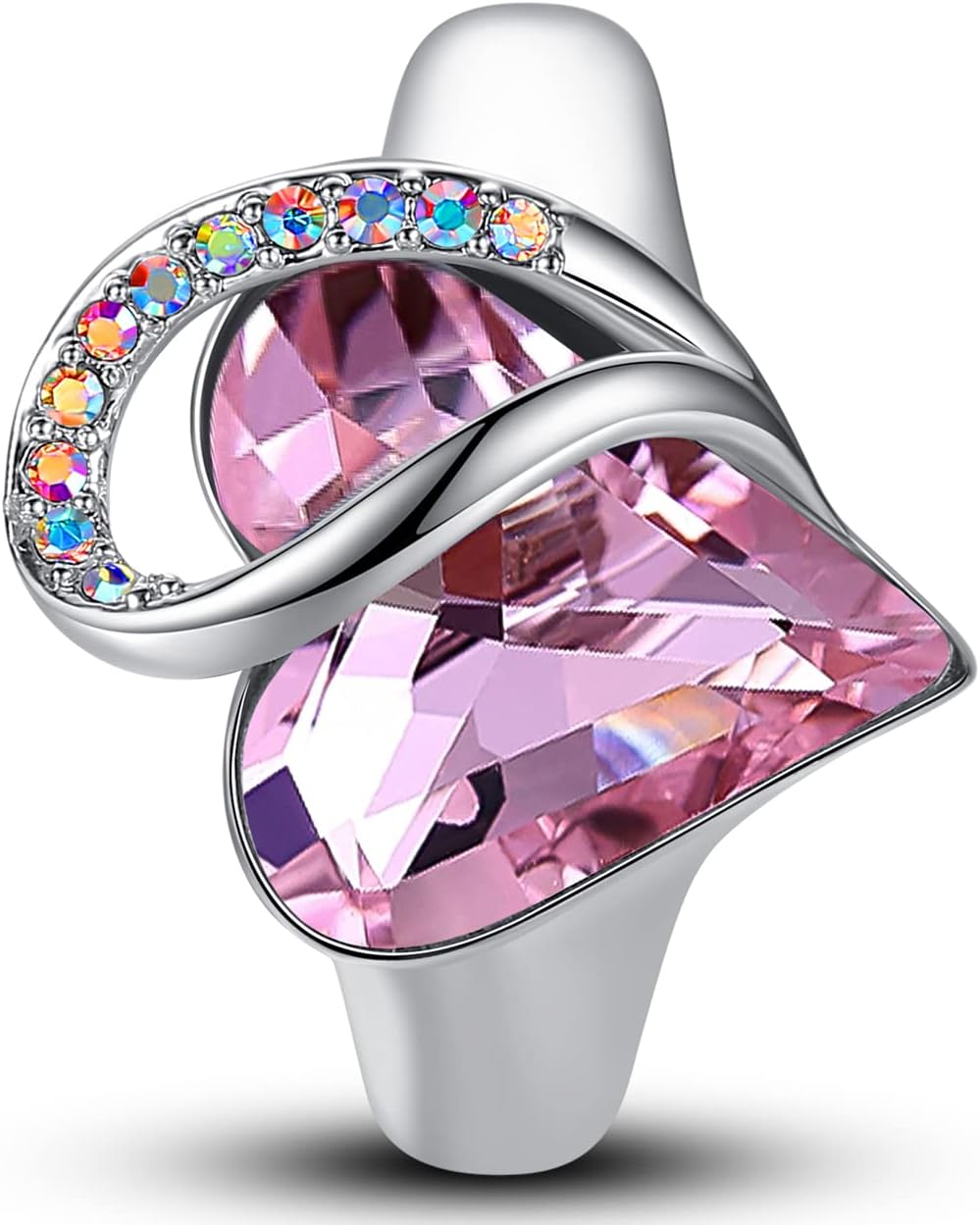 Leafael Infinity Love Women's Adjustable Heart Ring Made with Swarovski Crystals