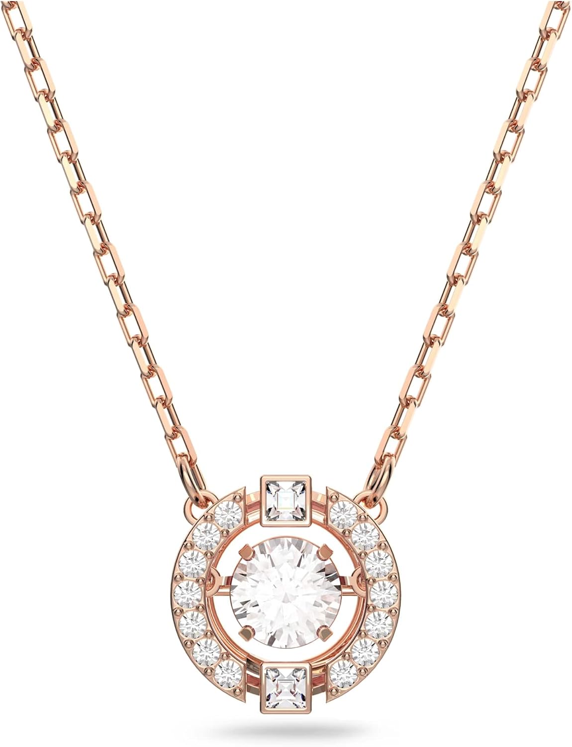 Swarovski Una Necklace Collection, Blue, Pink or White Crystals in a Rhodium or Rose Gold-Tone Plated Setting