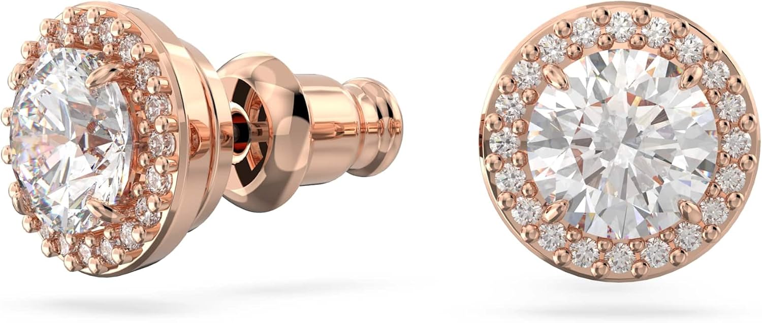 Swarovski Una Angelic Earrings Collection, White Round Cut and Pavé Crystals in a Rhodium or Rose Gold-Tone Plated Setting