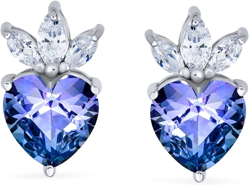 AAA Cubic Zirconia Crown Infinity Blue Purple Mystic Rainbow Heart Shape CZ Stud Earrings Necklace Pendant Jewelry Set For Women .925 Sterling Silver
