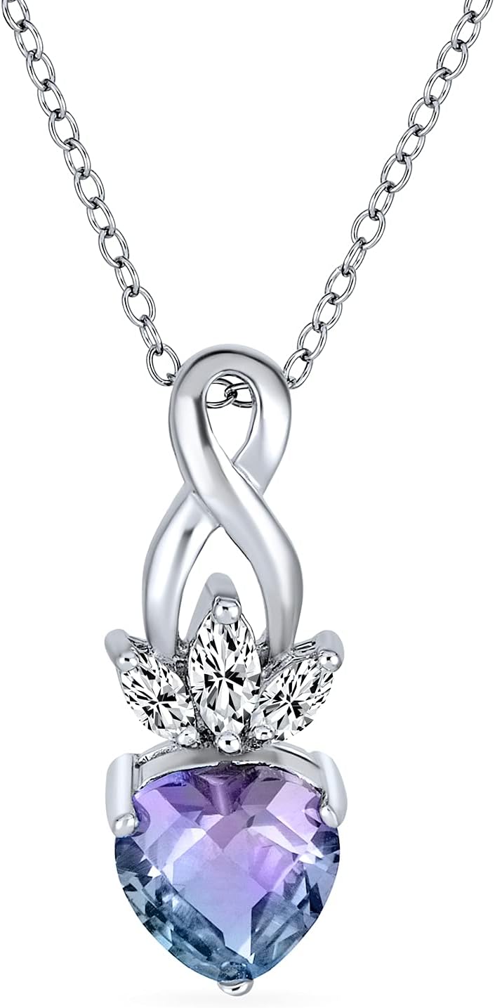 AAA Cubic Zirconia Crown Infinity Blue Purple Mystic Rainbow Heart Shape CZ Stud Earrings Necklace Pendant Jewelry Set For Women .925 Sterling Silver