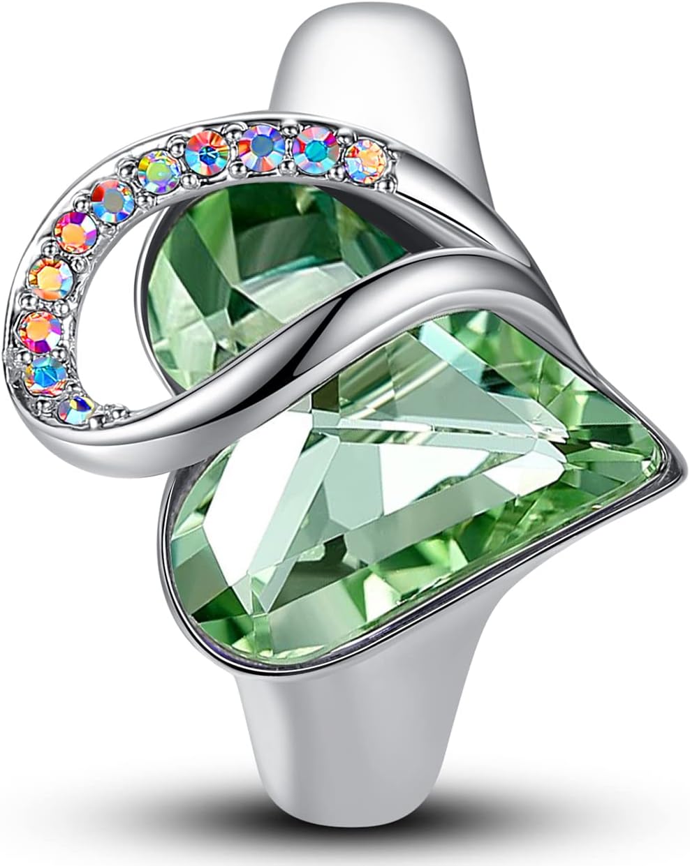 Leafael Infinity Love Women's Adjustable Heart Ring Made with Swarovski Crystals