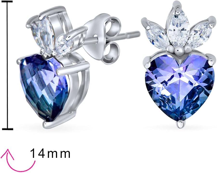 AAA Cubic Zirconia Crown Infinity Blue Purple Mystic Rainbow Heart Shape CZ Stud Earrings Necklace Pendant Jewelry Set For Women .925 Sterling Silver
