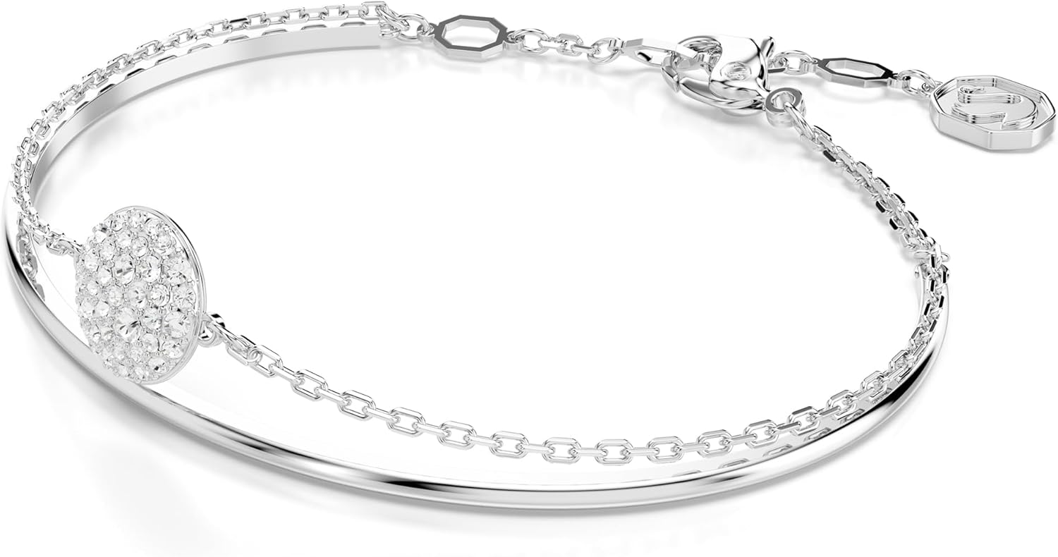 Swarovski Sublima Bangle Collection, White Crystals in a Rhodium or Rose Gold-Tone Plated Setting