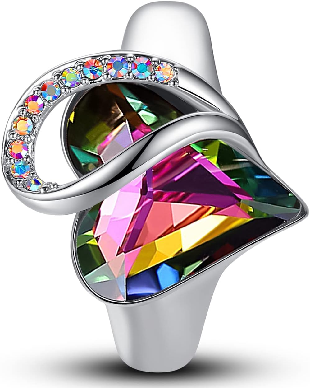 Leafael Infinity Love Women's Adjustable Heart Ring Made with Swarovski Crystals