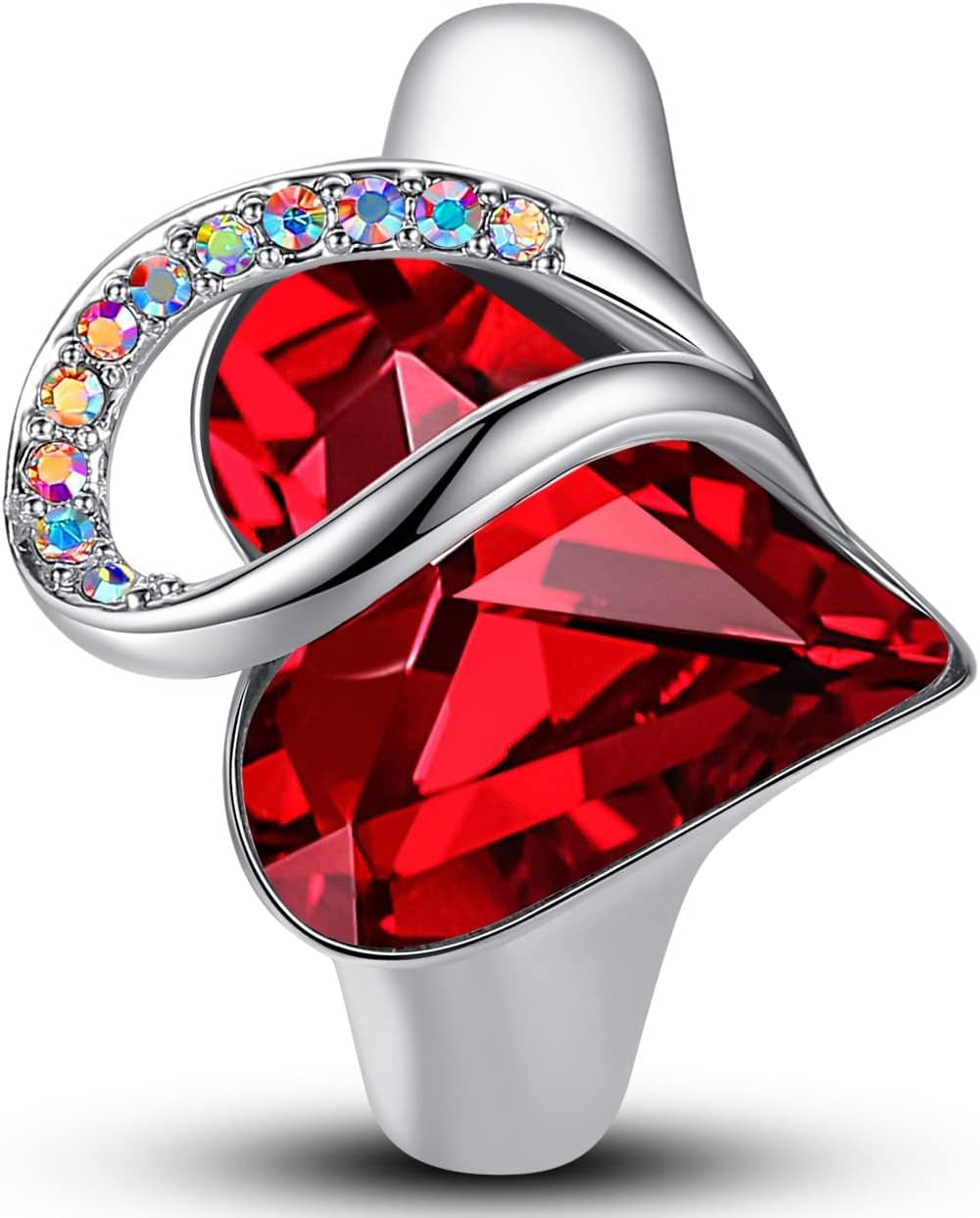 Leafael Infinity Love Women's Adjustable Heart Ring Made with Swarovski Crystals