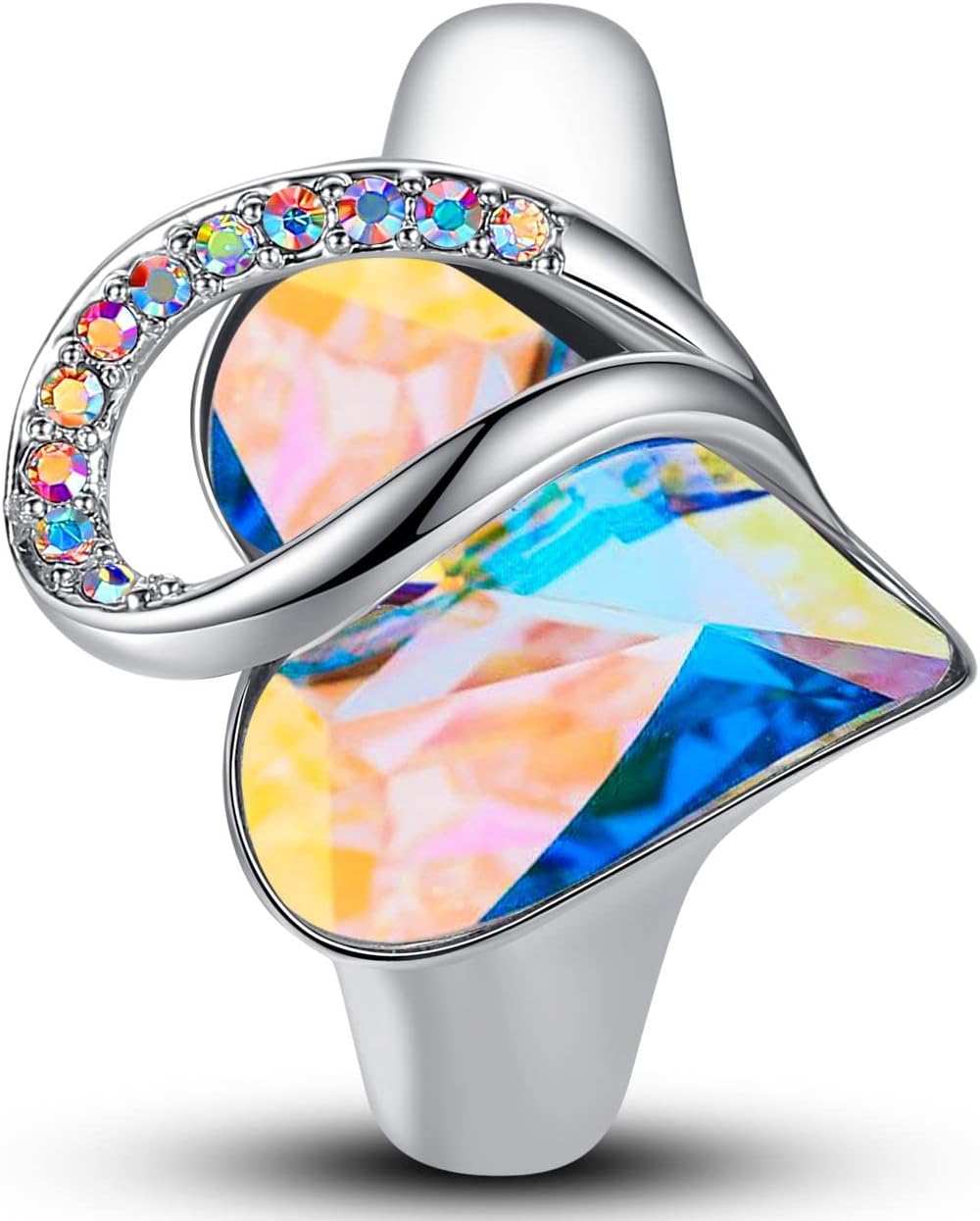 Leafael Infinity Love Women's Adjustable Heart Ring Made with Swarovski Crystals