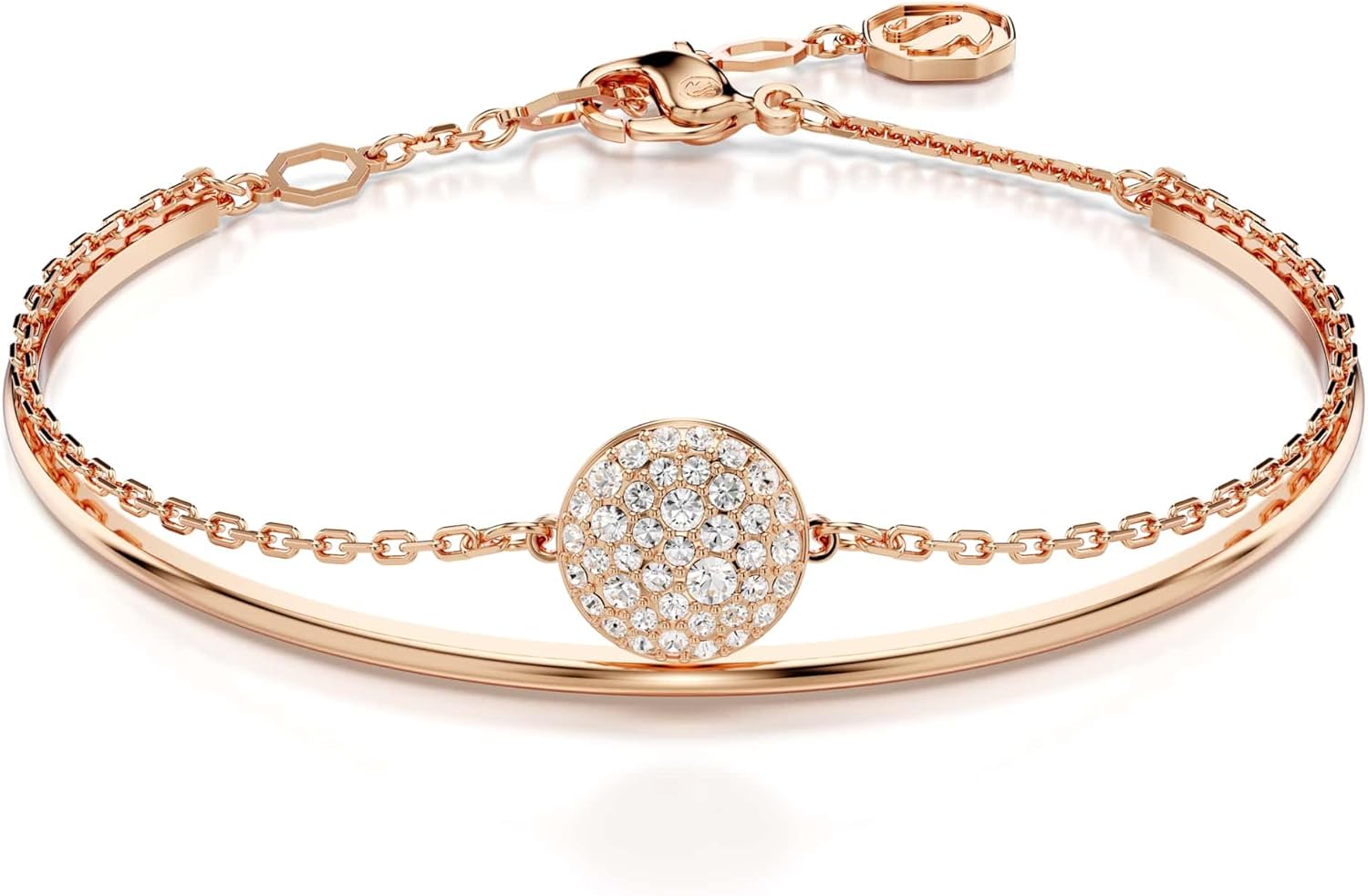 Swarovski Sublima Bangle Collection, White Crystals in a Rhodium or Rose Gold-Tone Plated Setting