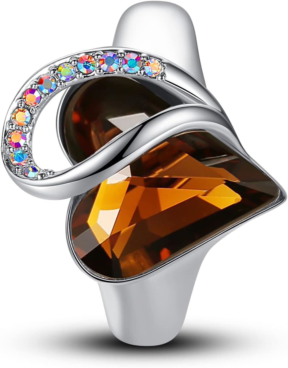 Leafael Infinity Love Women's Adjustable Heart Ring Made with Swarovski Crystals