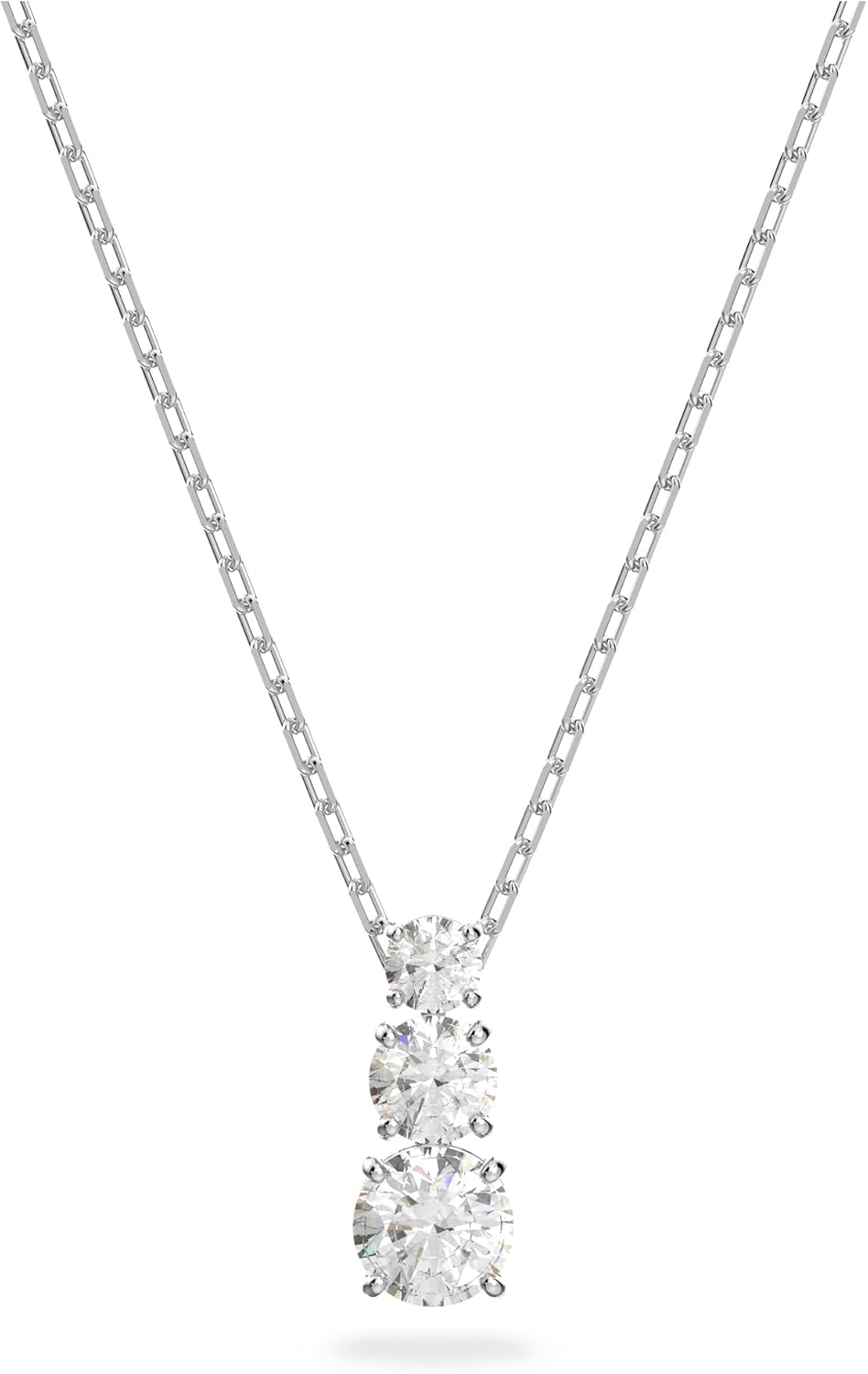 Swarovski Stilla Attract Collection, Earrings, Necklace and Ring, White Crystals in a Rhodium Plated Setting