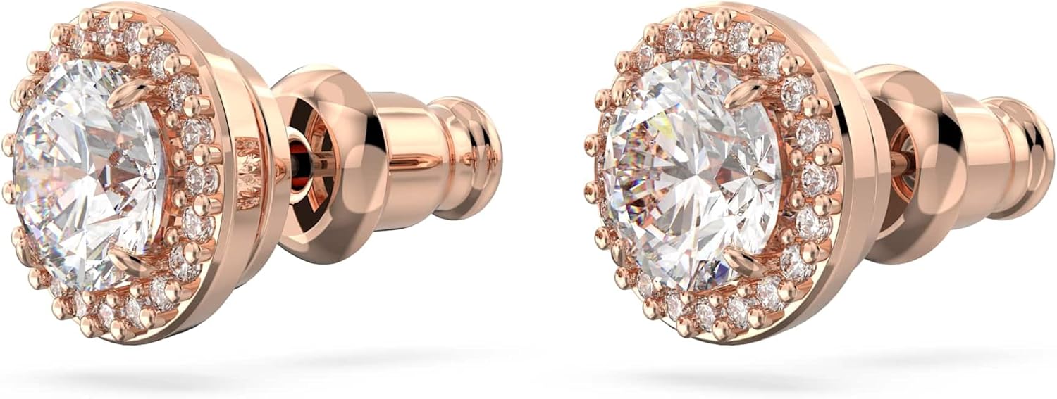 Swarovski Una Angelic Earrings Collection, White Round Cut and Pavé Crystals in a Rhodium or Rose Gold-Tone Plated Setting