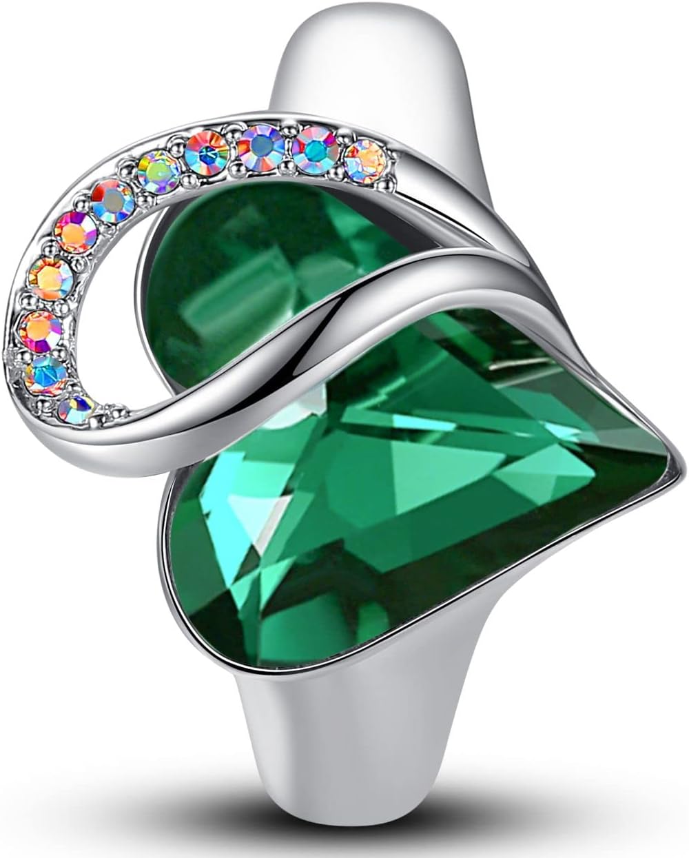 Leafael Infinity Love Women's Adjustable Heart Ring Made with Swarovski Crystals