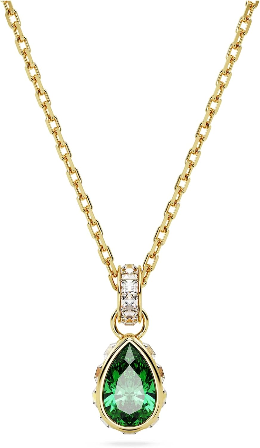 Swarovski Chroma Pendant Necklace Collection, Heart and Pear Cut, Red or Green Crystals in a Gold-Tone Plated Setting