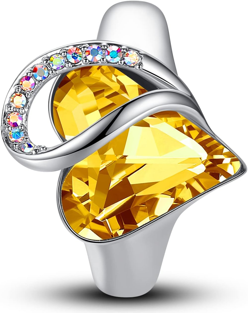 Leafael Infinity Love Women's Adjustable Heart Ring Made with Swarovski Crystals