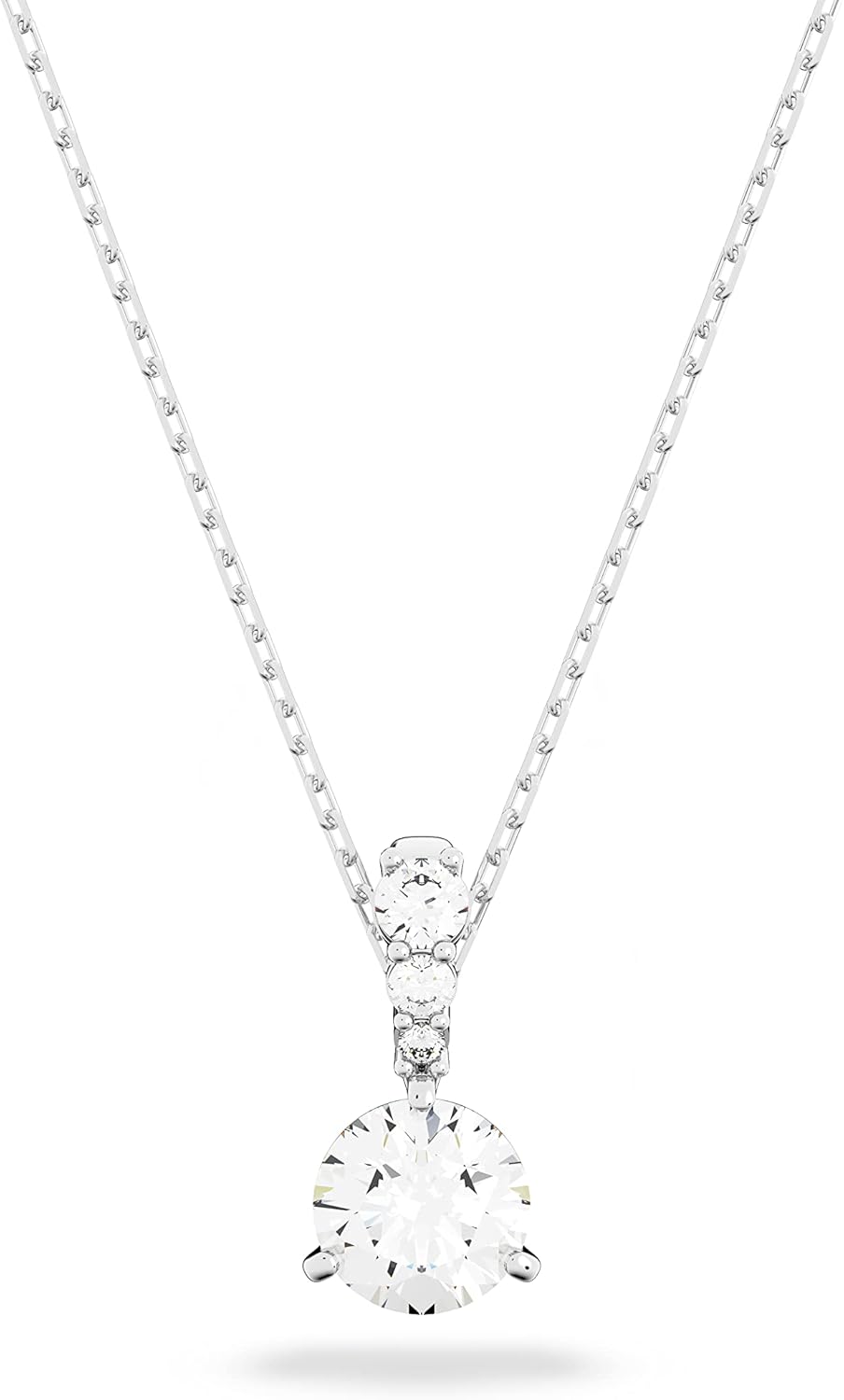 Swarovski Stilla Pendant Necklace, White Round Cut Crystals in a Rhodium Plated Setting