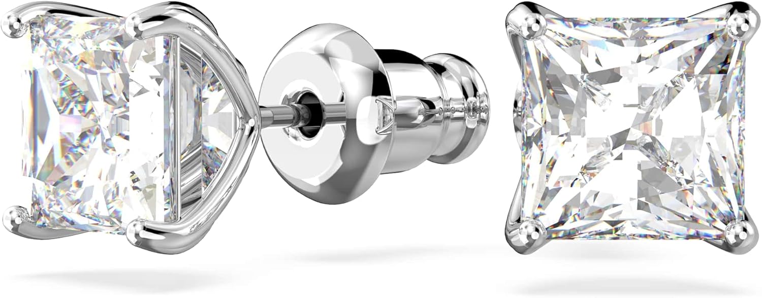 Swarovski Stilla Attract Collection, Earrings, Necklace and Ring, White Crystals in a Rhodium Plated Setting