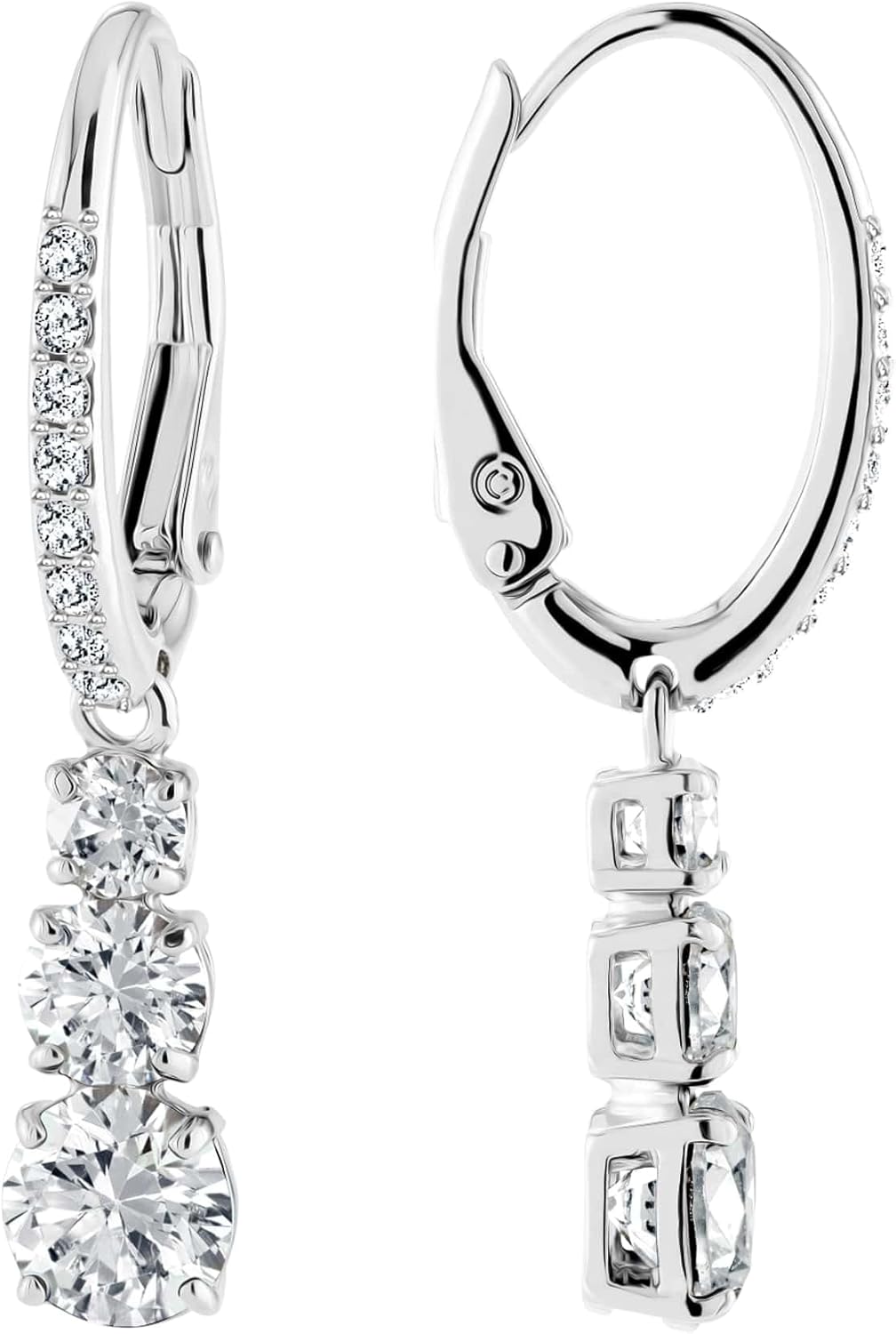 Swarovski Stilla Attract Collection, Earrings, Necklace and Ring, White Crystals in a Rhodium Plated Setting