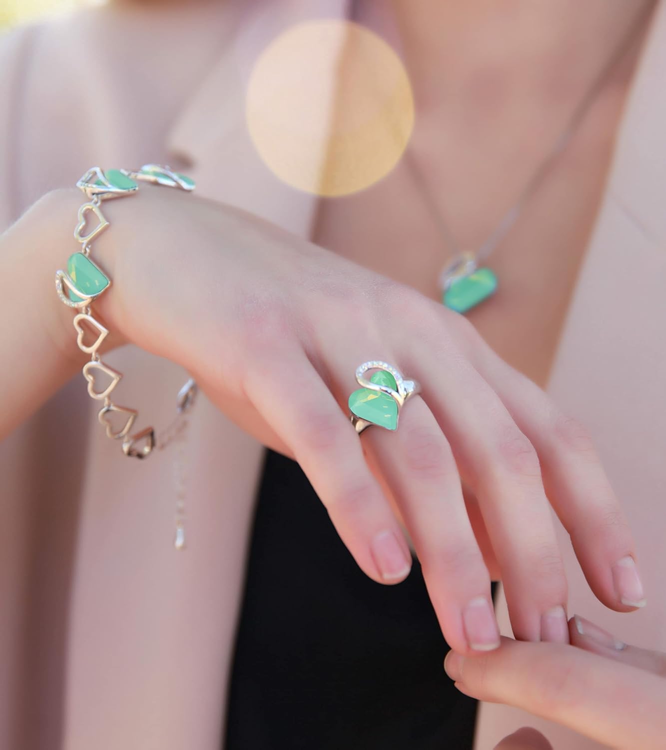 Leafael Infinity Love Women's Adjustable Heart Ring Made with Swarovski Crystals