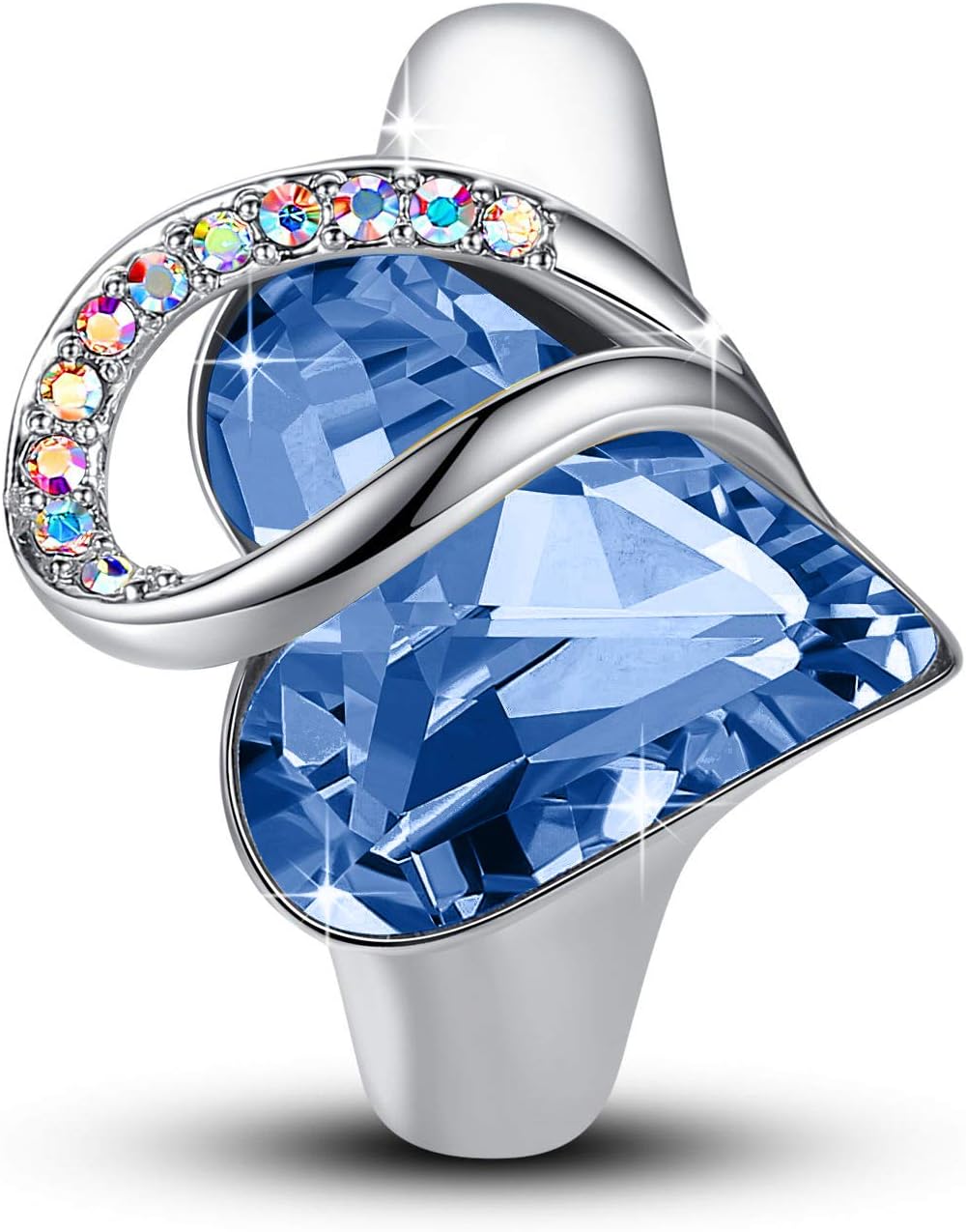 Leafael Infinity Love Women's Adjustable Heart Ring Made with Swarovski Crystals