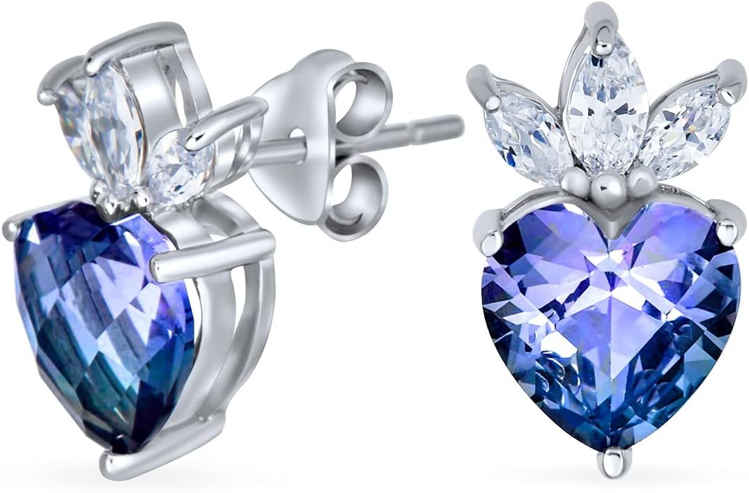 AAA Cubic Zirconia Crown Infinity Blue Purple Mystic Rainbow Heart Shape CZ Stud Earrings Necklace Pendant Jewelry Set For Women .925 Sterling Silver
