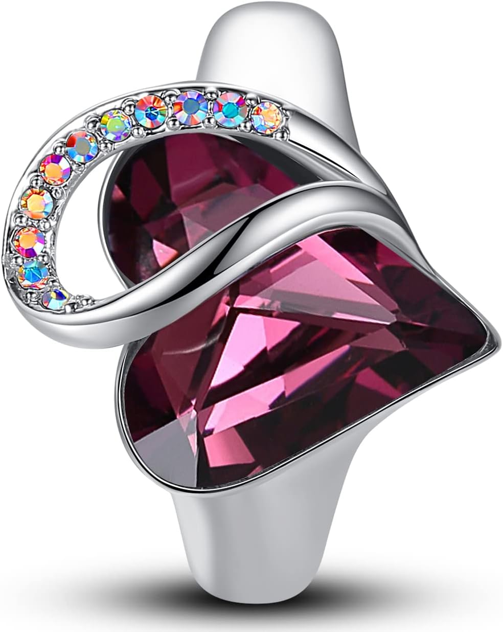 Leafael Infinity Love Women's Adjustable Heart Ring Made with Swarovski Crystals