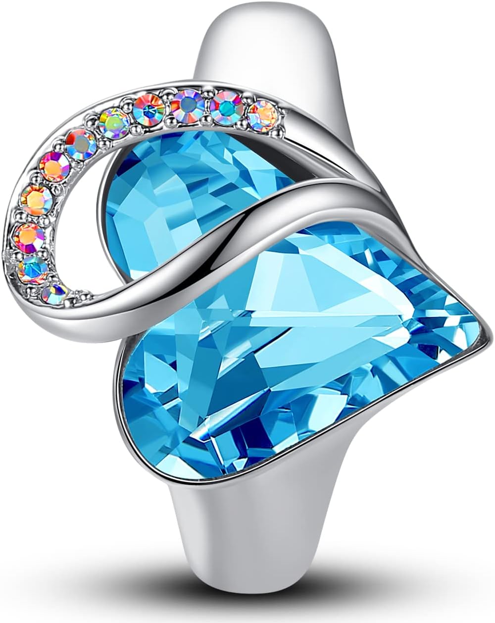 Leafael Infinity Love Women's Adjustable Heart Ring Made with Swarovski Crystals