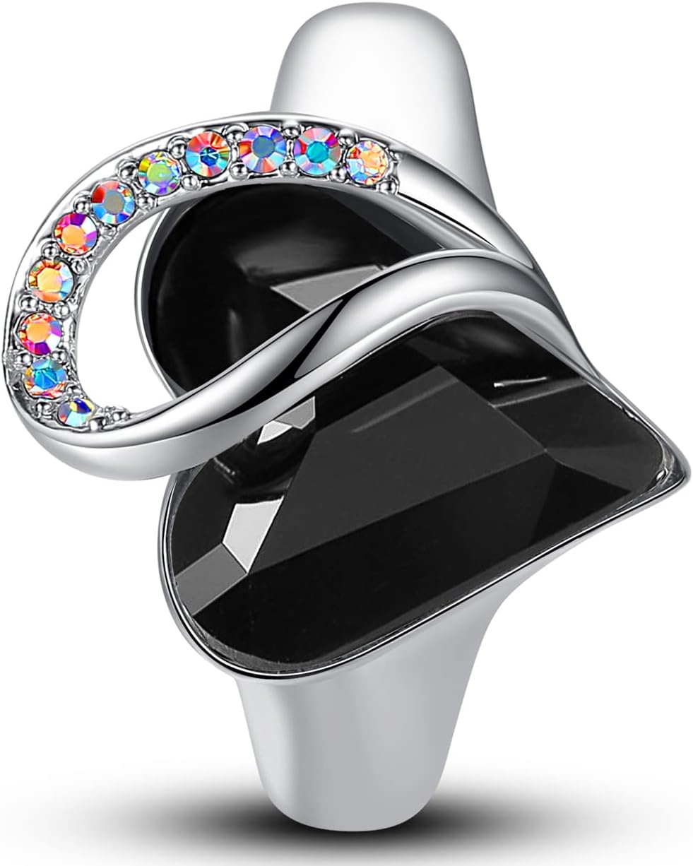 Leafael Infinity Love Women's Adjustable Heart Ring Made with Swarovski Crystals